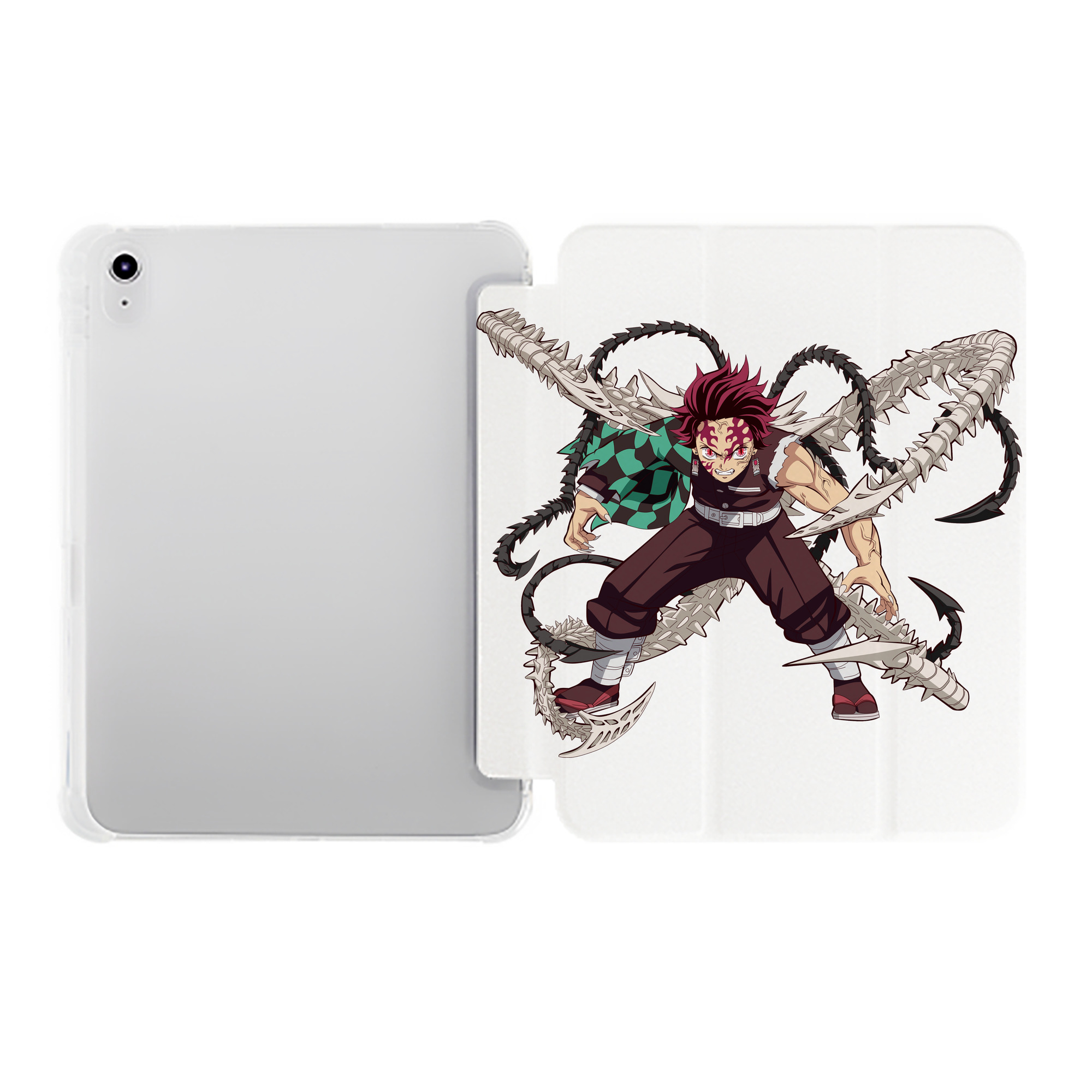 （画像用） 鬼滅の刃 竈門 炭治郎／かまど たんじろう Kamado Tanjirou IPad ケース ペン収納付き 三つ折りスタンド PUレザー×シリコン 対応機種9.5/10.5/10.9インチ
